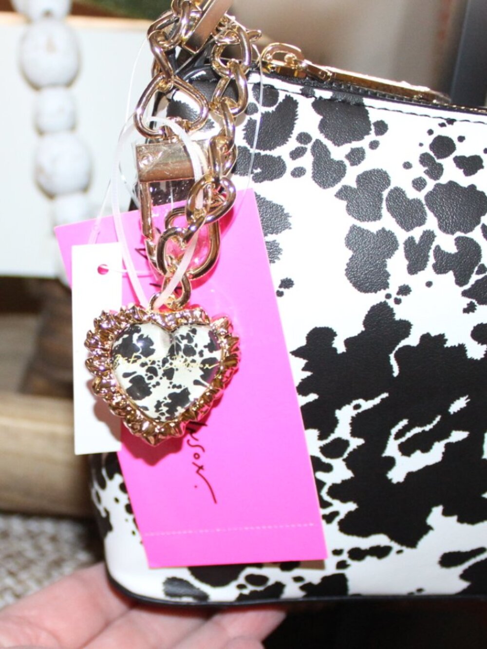 NWT Betsey Johnson western Cow print shoulder bag. BOHO, WESTERN, Darling! - Picture 2 of 15